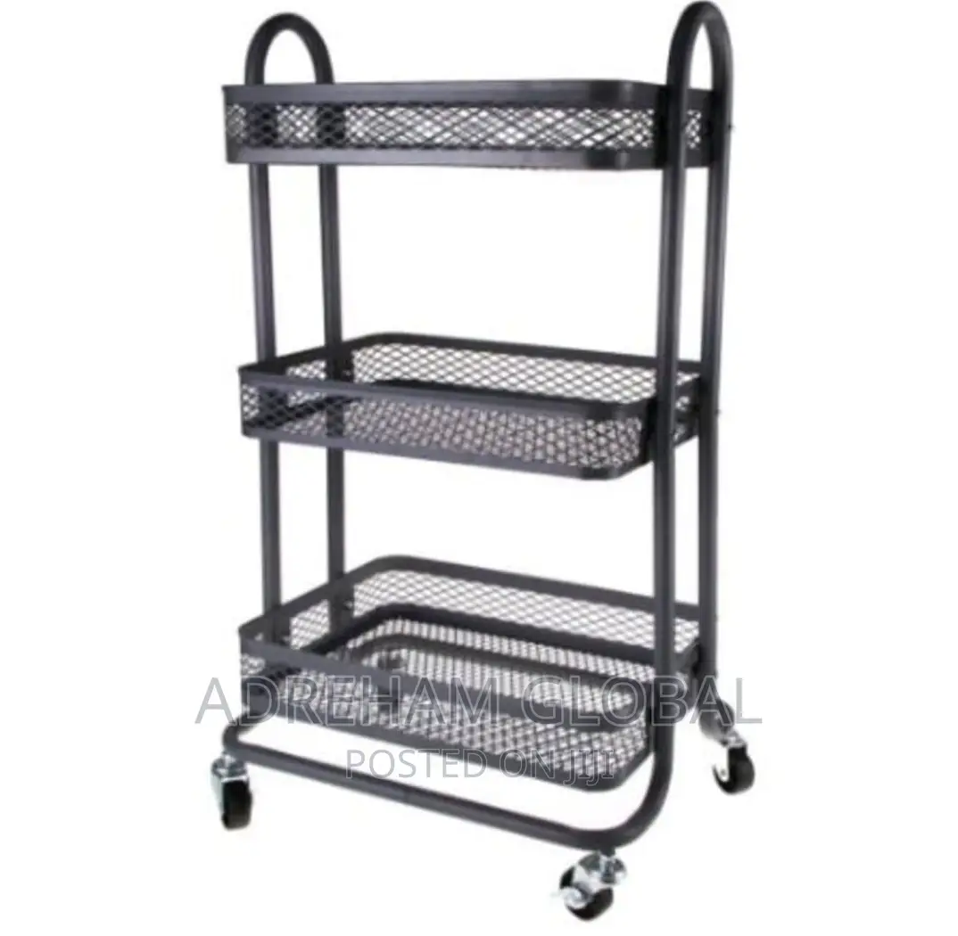 Multifunctional Mobile Cart/Rack ,Material:Metal,Black White