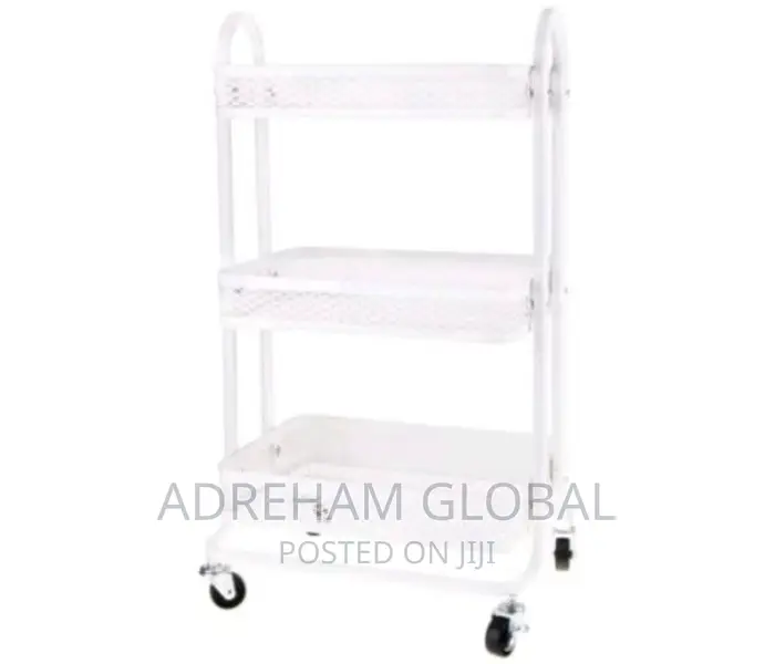 Multifunctional Mobile Cart/Rack ,Material:Metal,Black White