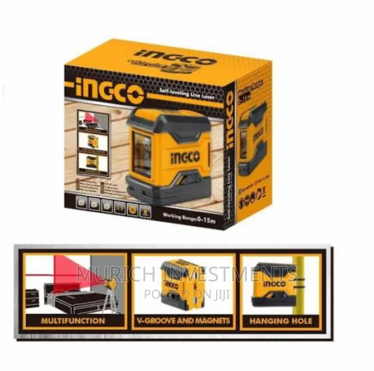 Ingco Self Levelling Laser Leveller 1V1H 15M Range Hll156508