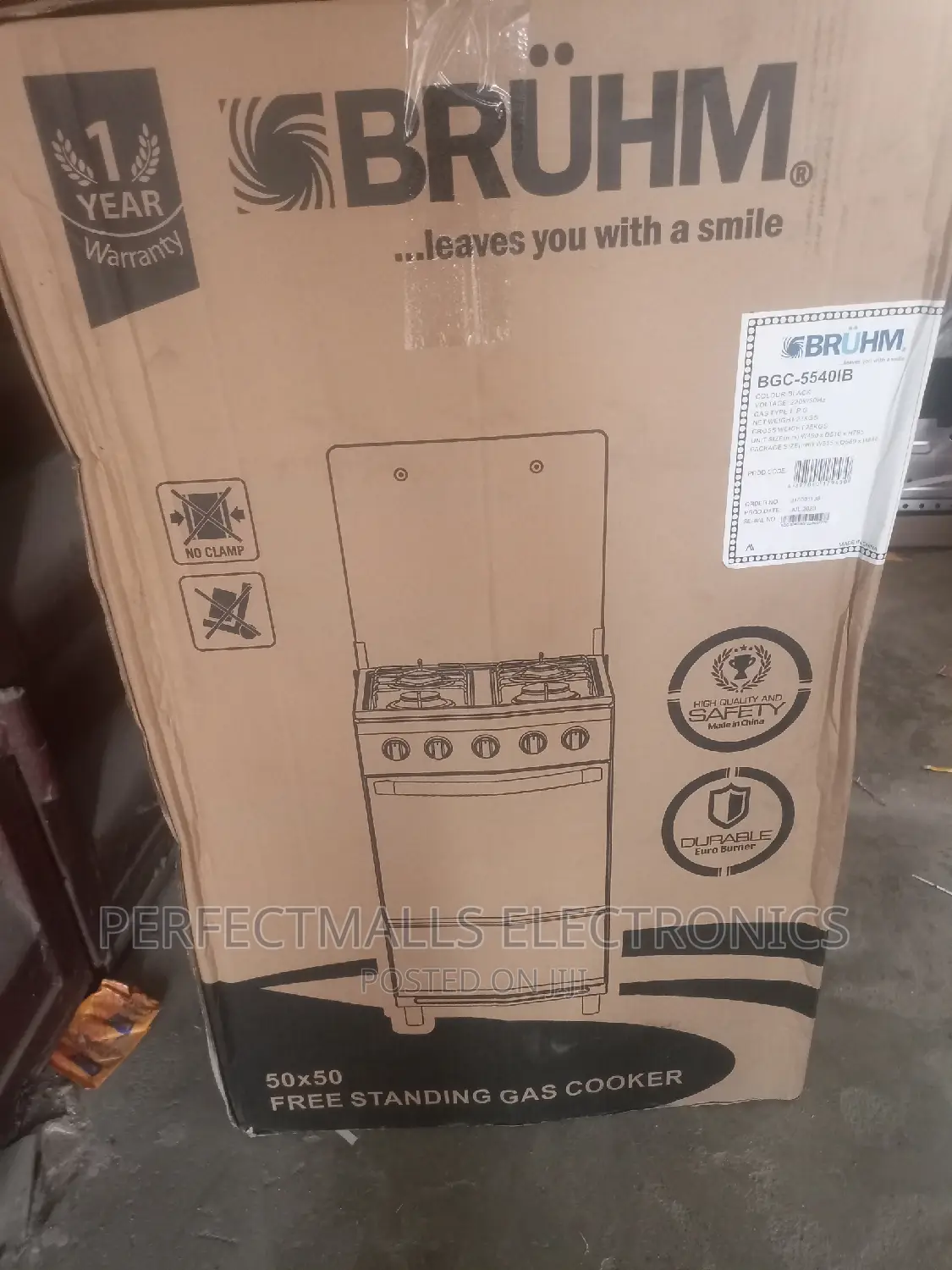 50*50 Bruhm 4 Burner Freestanding Cooker With Oven