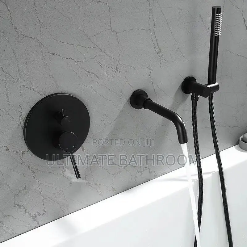 Round Black Conceal Bath Tap