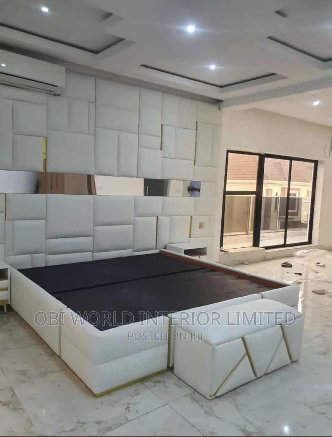 White Big Bed Frame 6 by 7 Padded