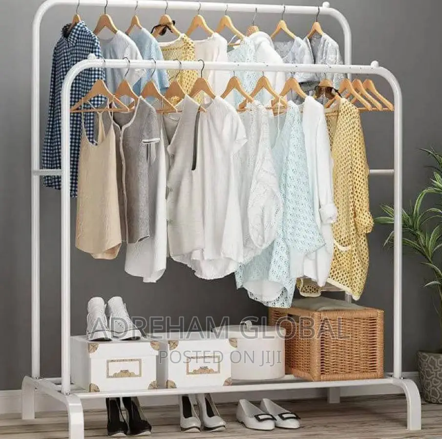 Heavy Duty Double Pole Cloth Hanger (White)