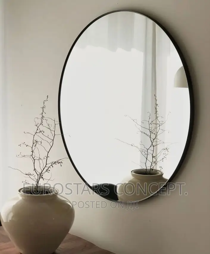 Round Black Frame Mirror