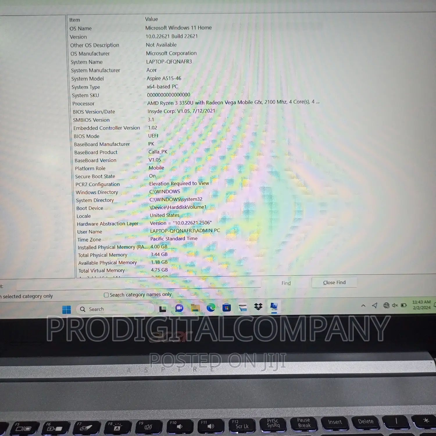 Laptop Acer Aspire A515 51 4GB AMD Ryzen 3 SSD 1T