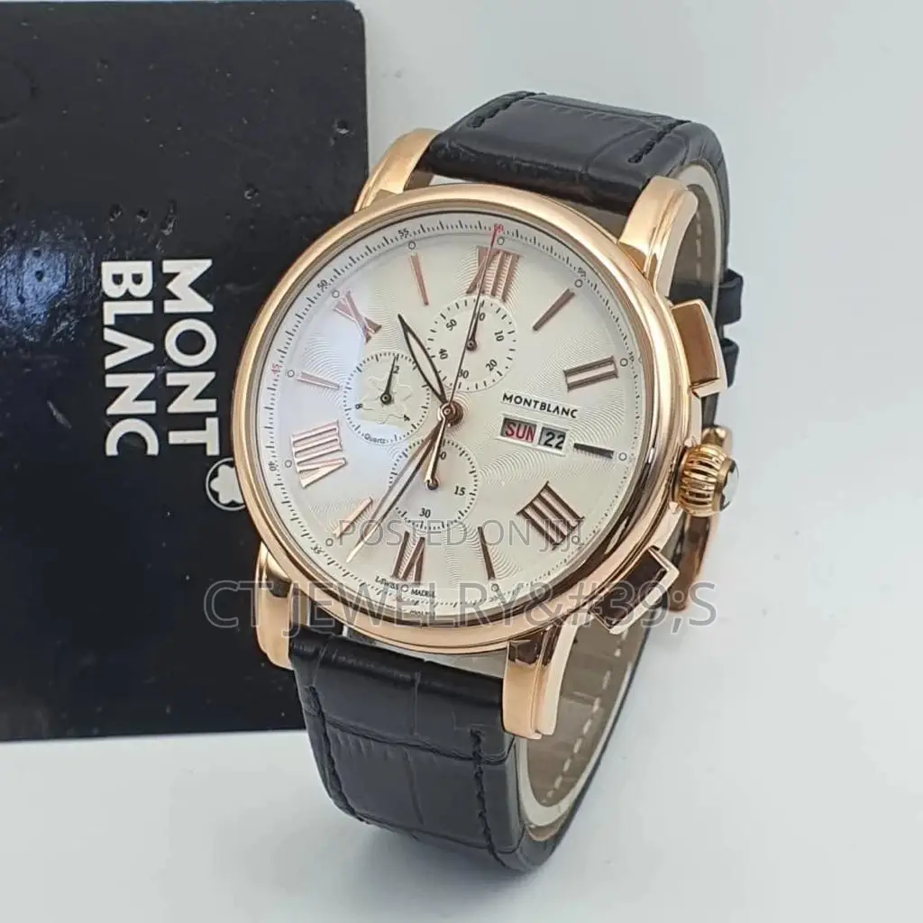 Mont Blanc Leather Strap Watch Chronograph High in Quality