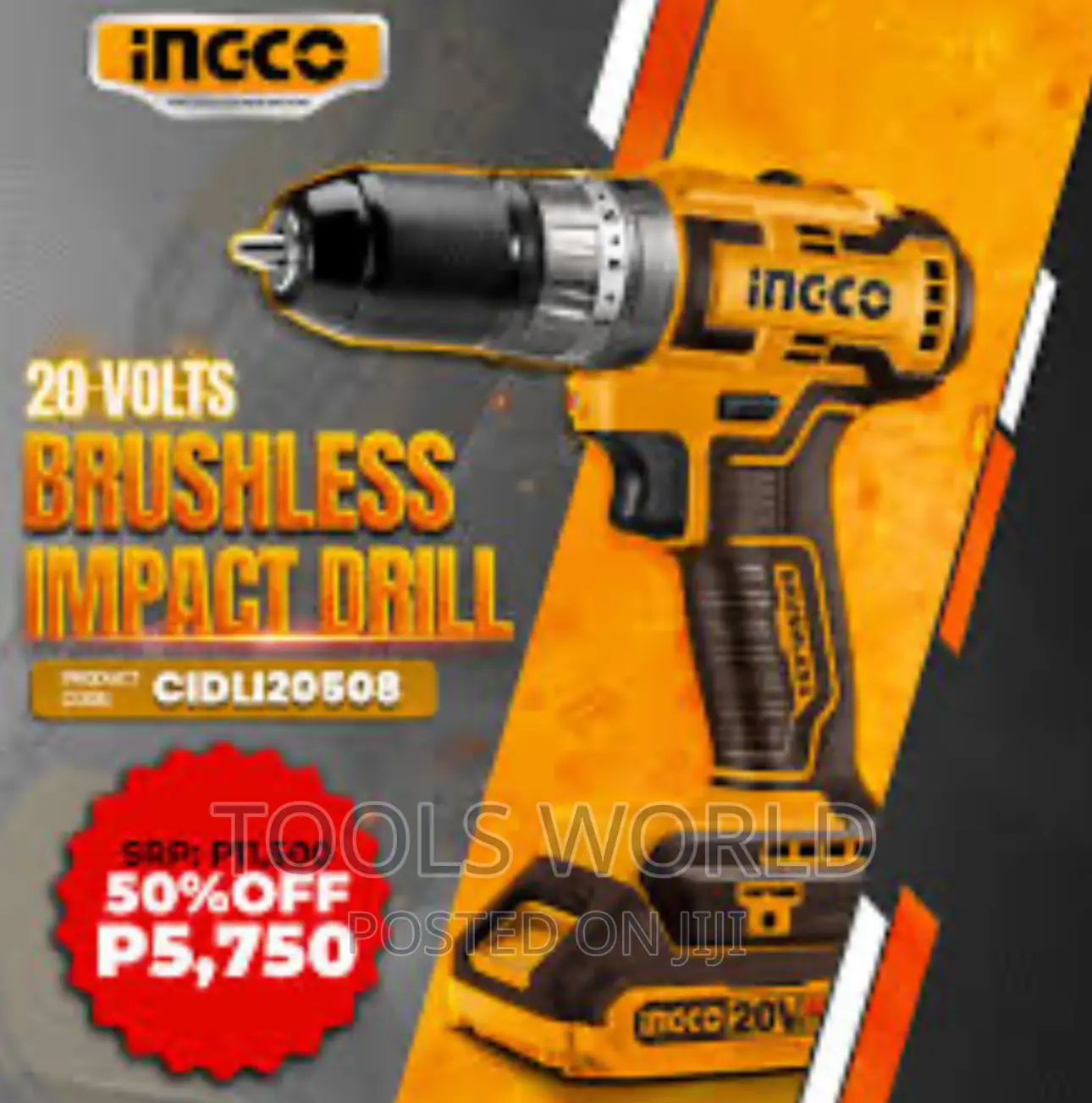 Ingco Lithium-Ion Brushless Cordless Hammer Impact Drill