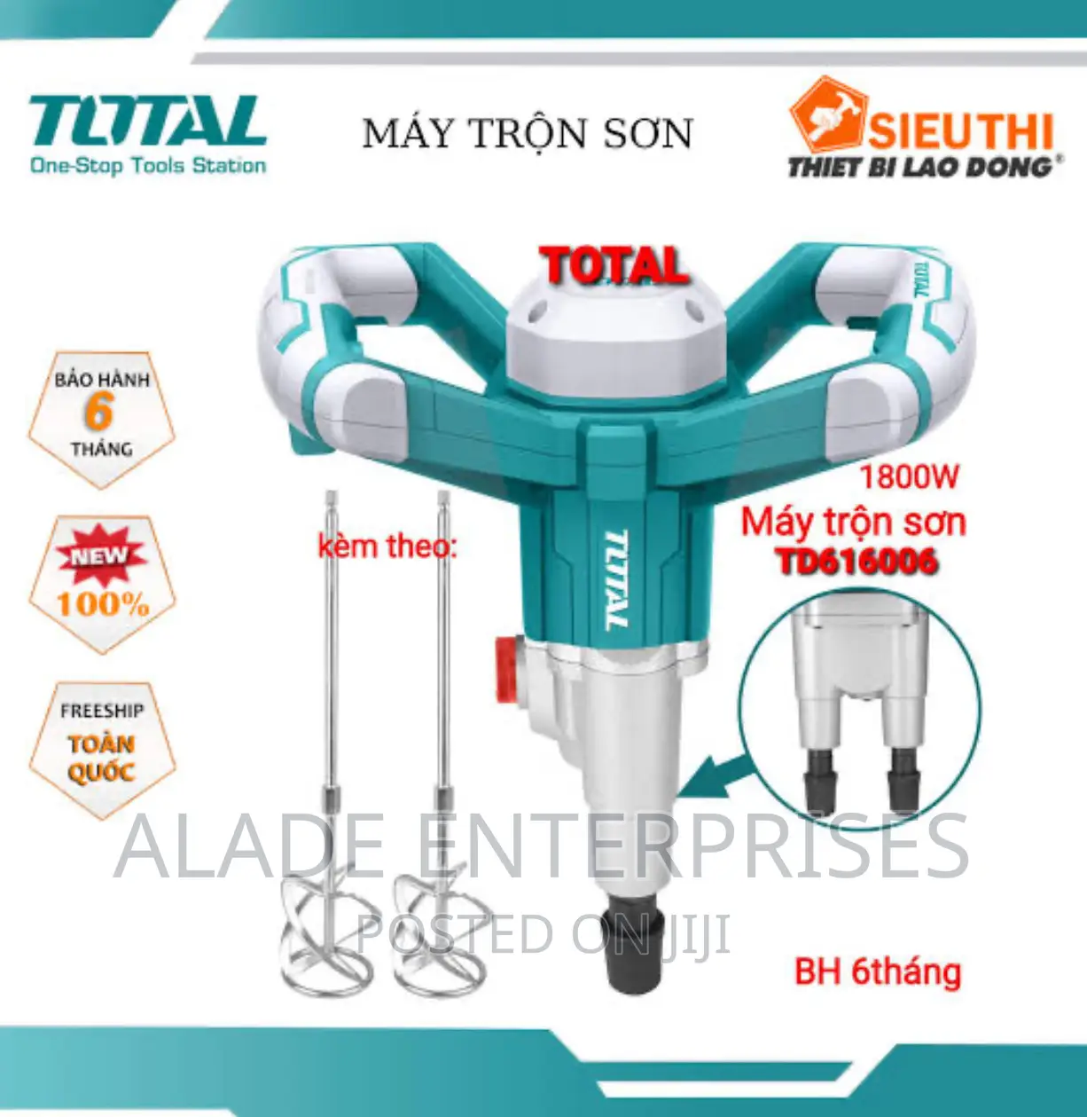 Total 2 Pad Electric Mixer 1800w - Td616006