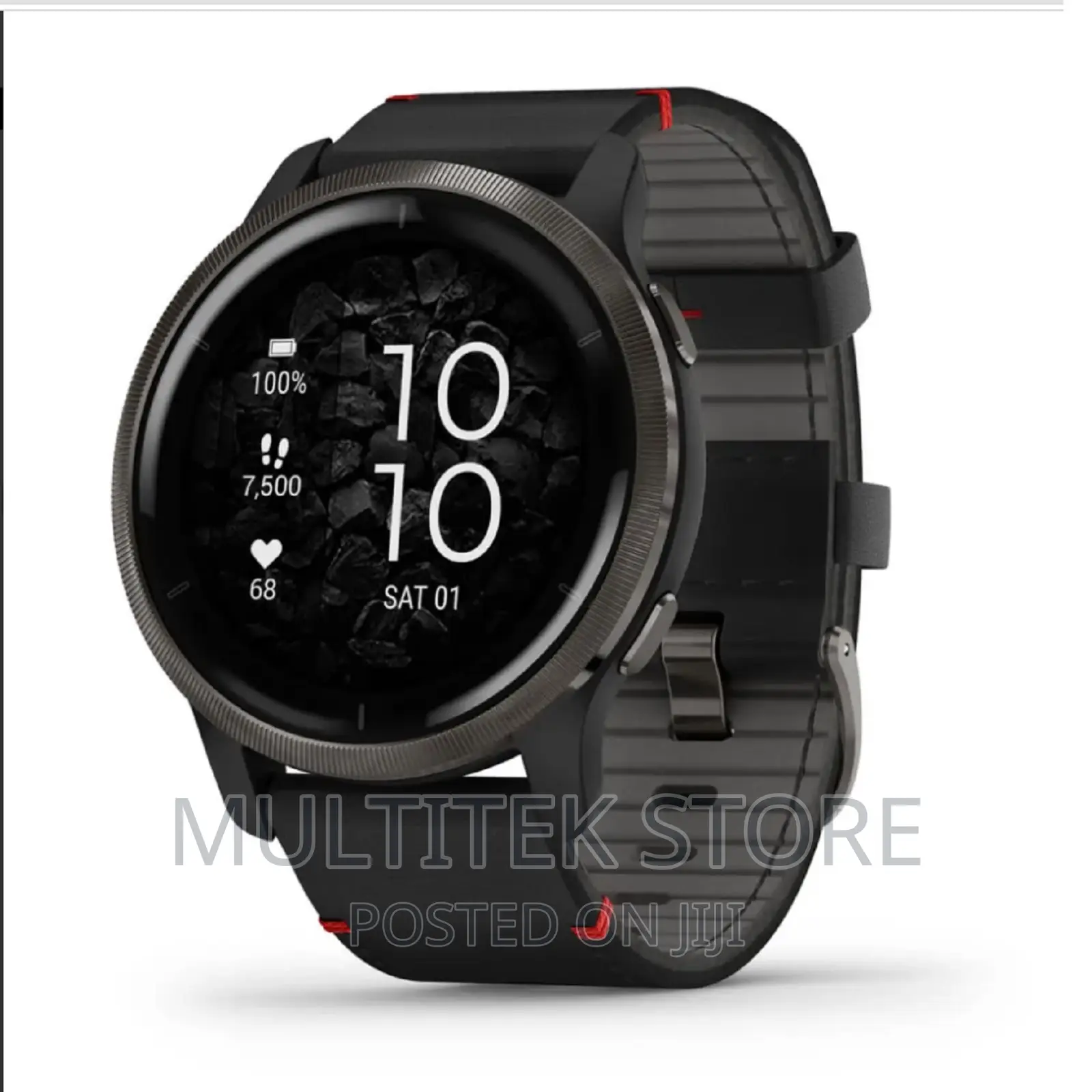 Venu 2 Slate Stainless Steel Bezel With Black Case and Leath