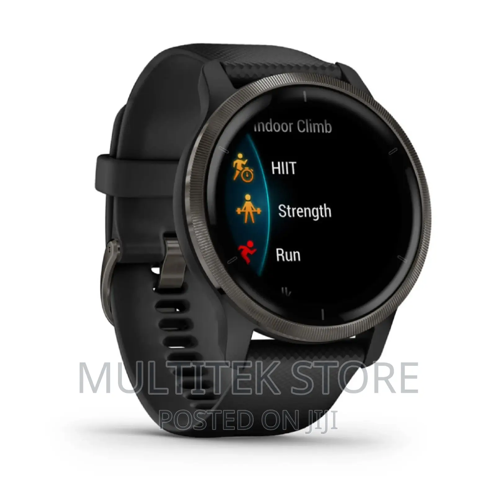 Venu 2 Slate Stainless Steel Bezel With Black Case and Leath