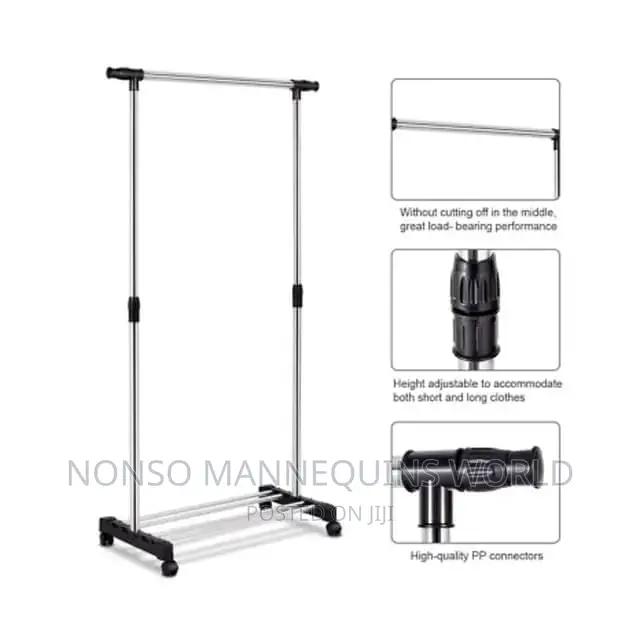 Multifunctional Single Pole Retail Clothes Racks on Wheel