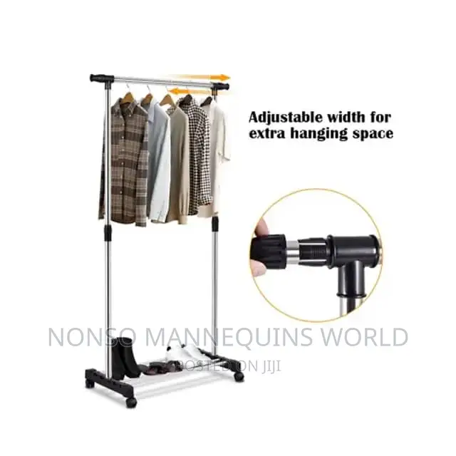 Multifunctional Single Pole Retail Clothes Racks on Wheel