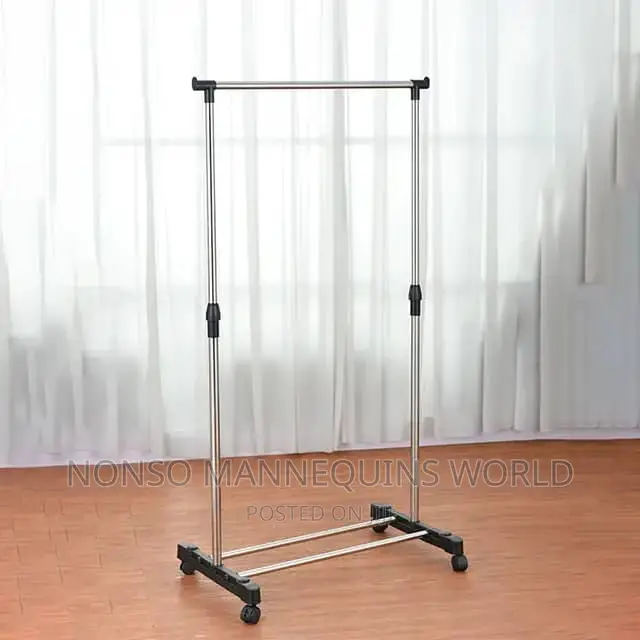 Multifunctional Single Pole Retail Clothes Racks on Wheel