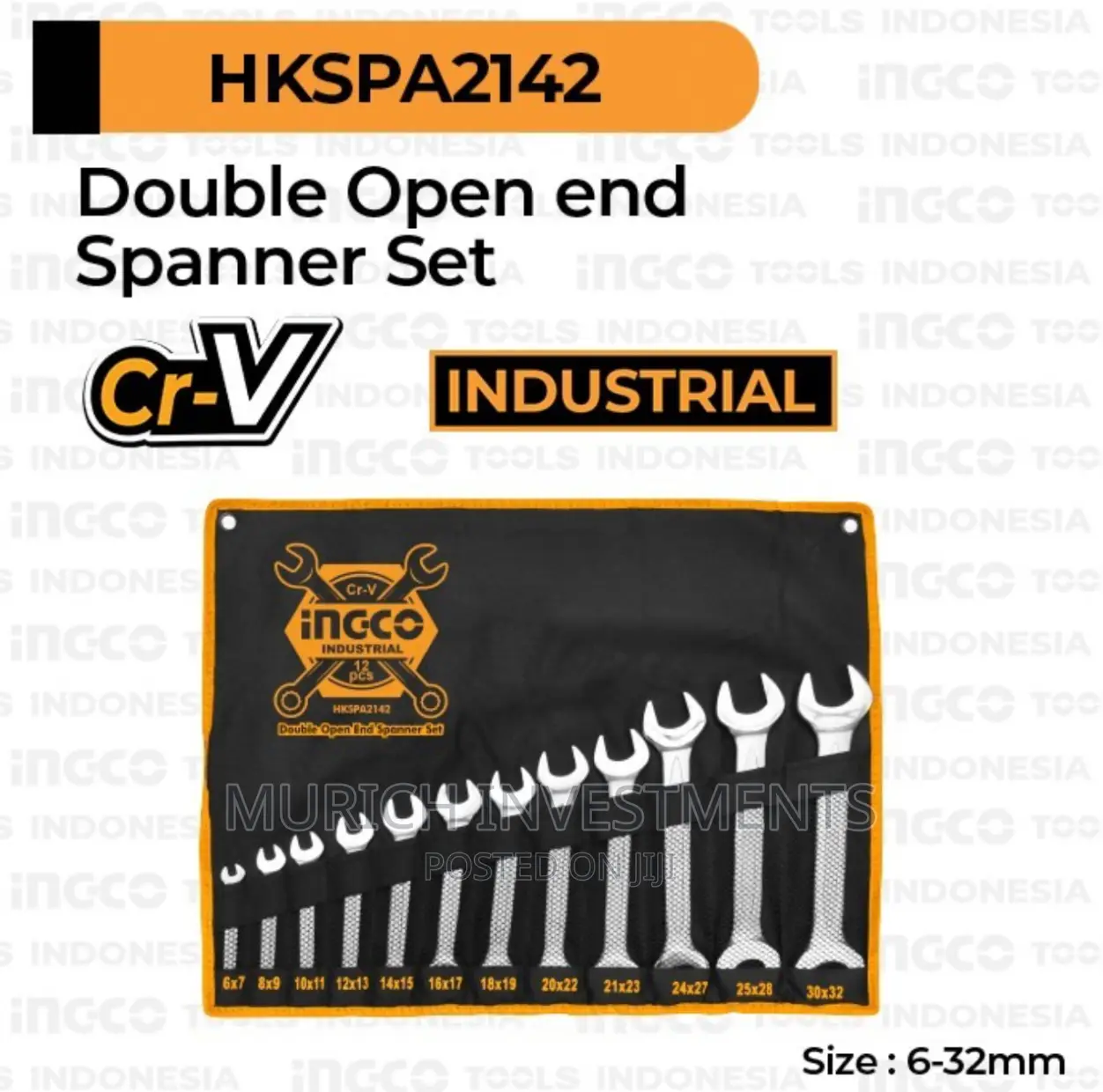 Ingco Double Open End Flat Spanner Set 6-32mm