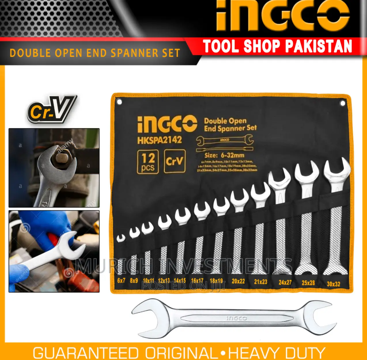 Ingco Double Open End Flat Spanner Set 6-32mm
