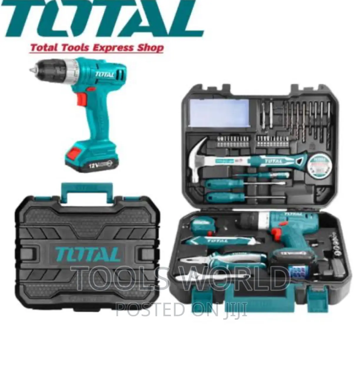 Total 128 Pieces Tool Set With 12V Li-Ion Cordless Drill THK