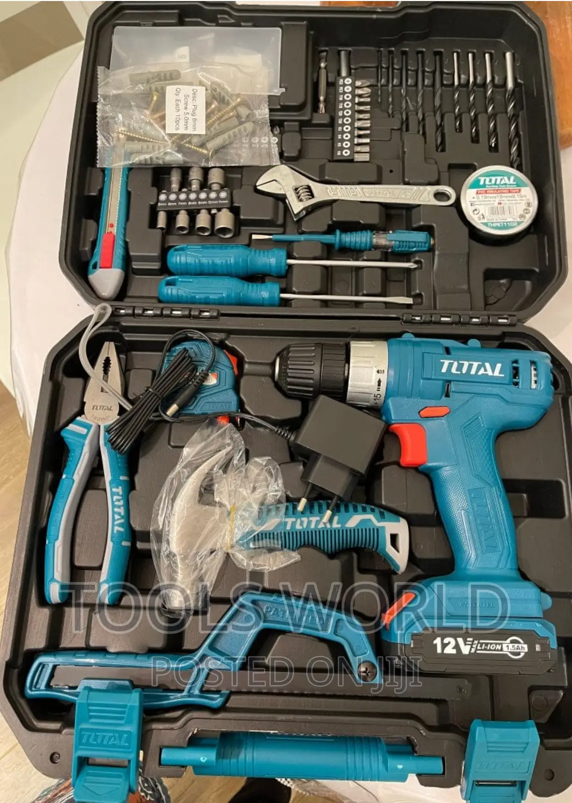 Total 128 Pieces Tool Set With 12V Li-Ion Cordless Drill THK
