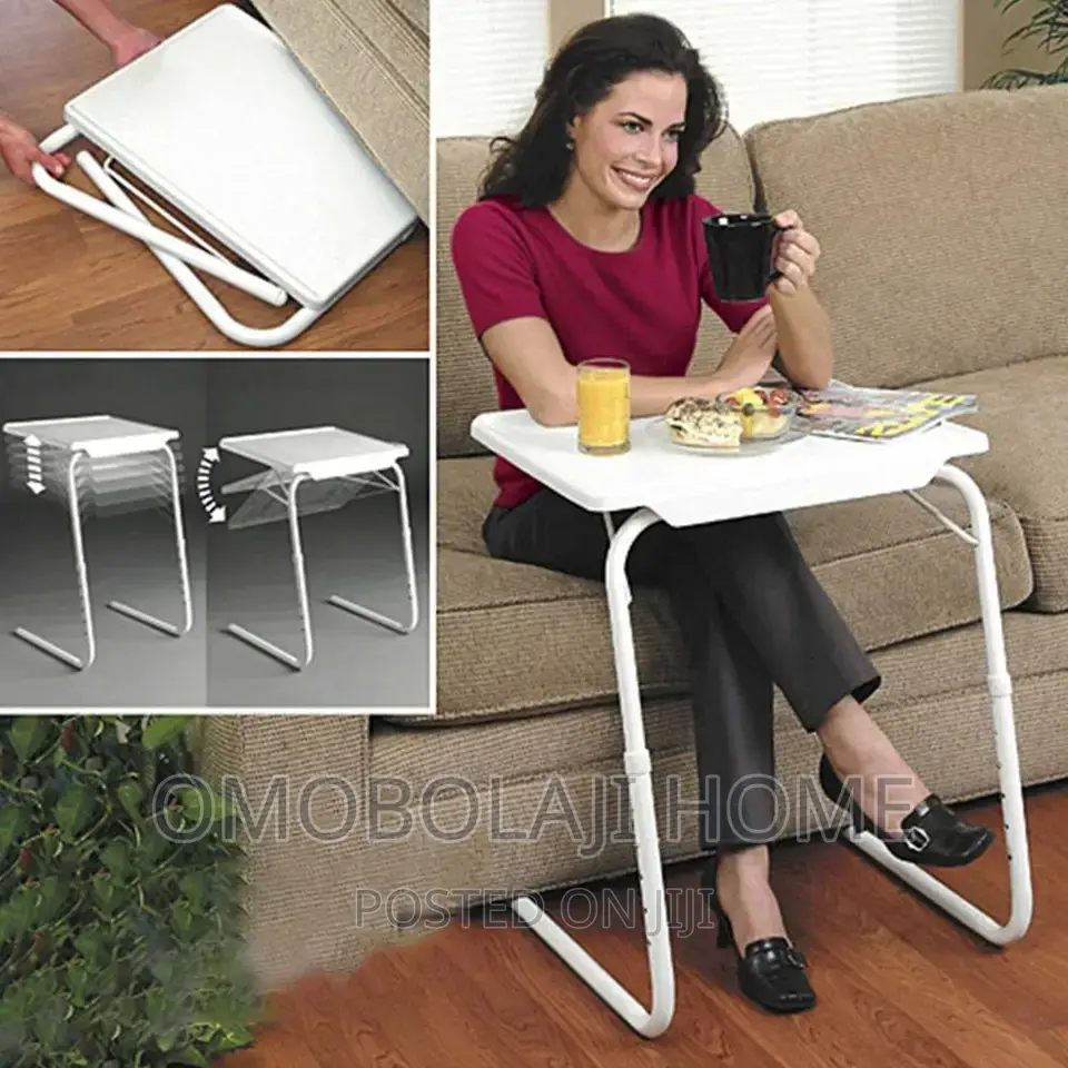 Foldable Adjustable Table Mate With Built in Cup Holder