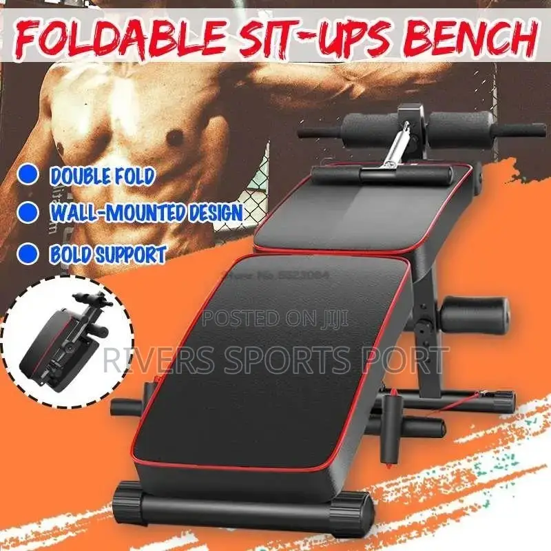 Foldable Sit Up Situp Bench With Rope,Spring Booster, Pushup
