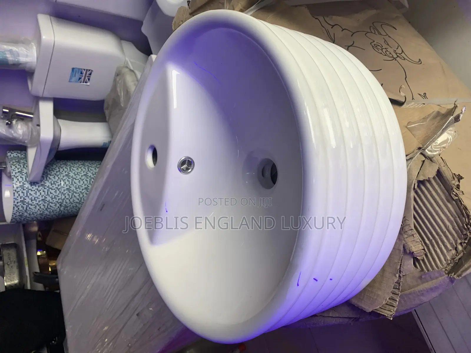 Round White Basin With Tap Hole