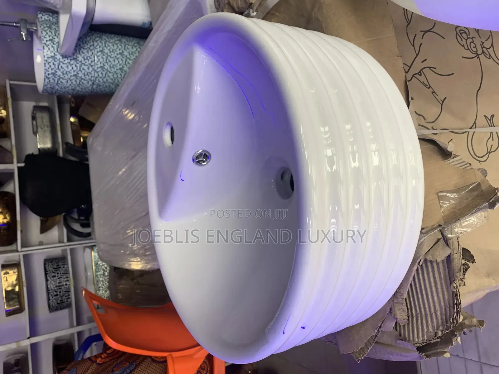 Round White Basin With Tap Hole