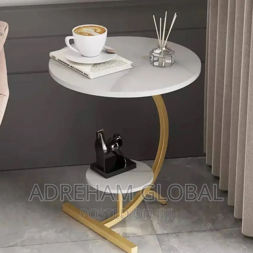 Nordic Round Shape Double Layer Living Room Stool (White)