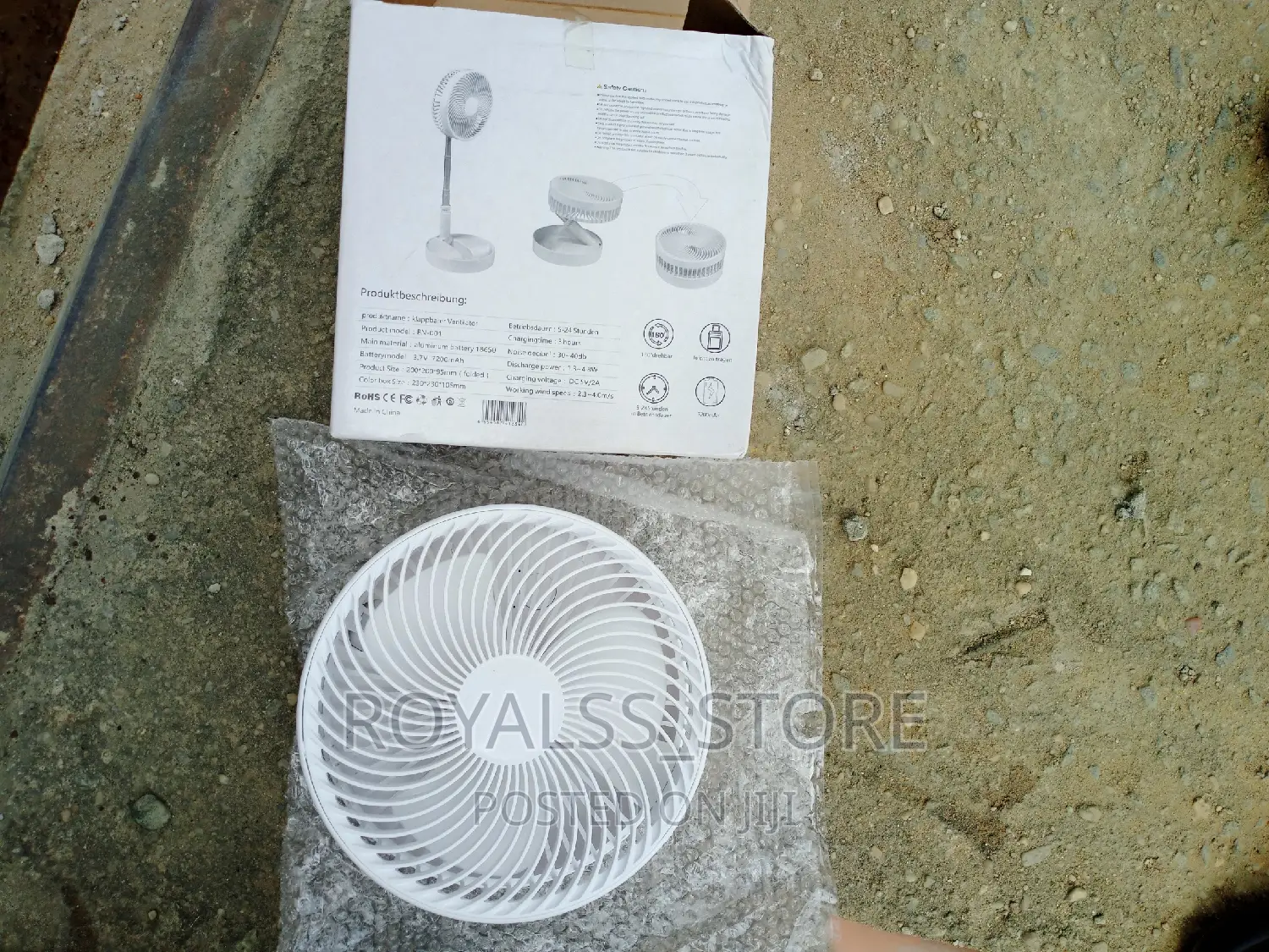 Rechargeable Foldable Fan With Adjustable Height, Long-Lasting Battery