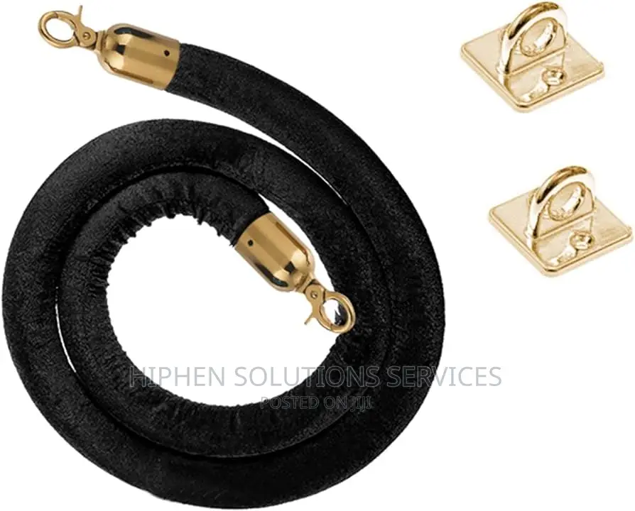 Barrier Crowd Control Stanchion Rope With Hook - Black
