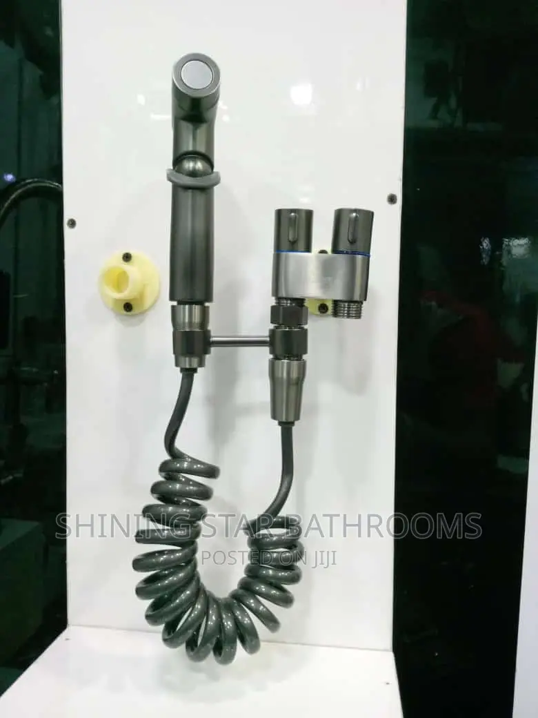 Gun Grey Double Control Angle Valve With Pressing Shower