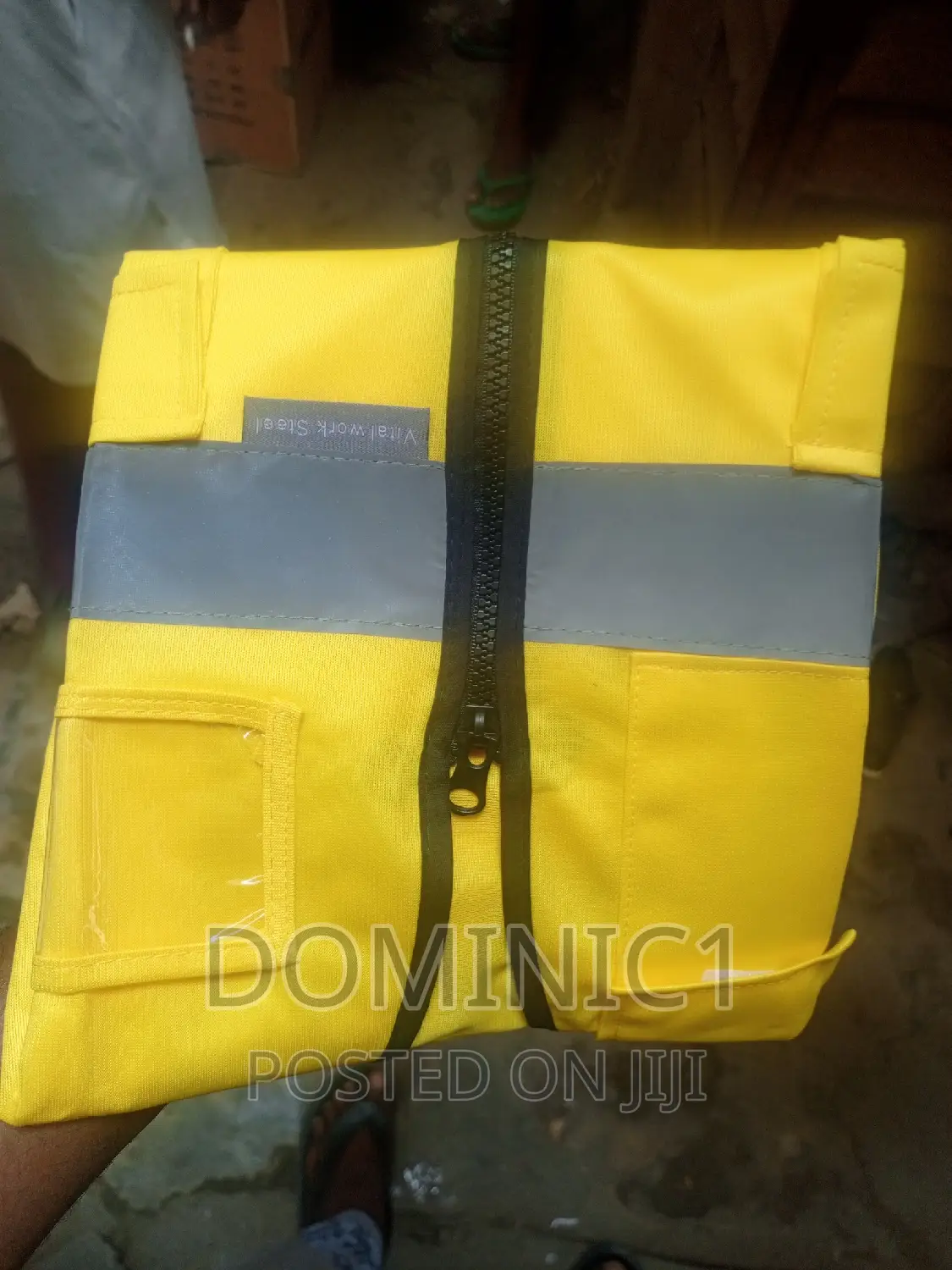 Yellow Reflective Jacket With Pocket And Zip