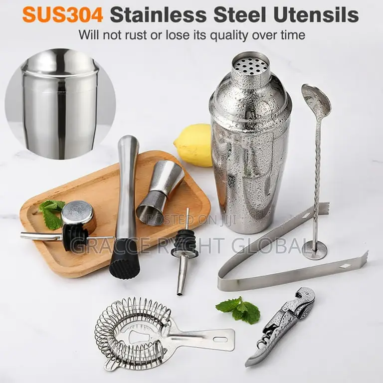 10pcs Stainless Cocktail Shaker Set