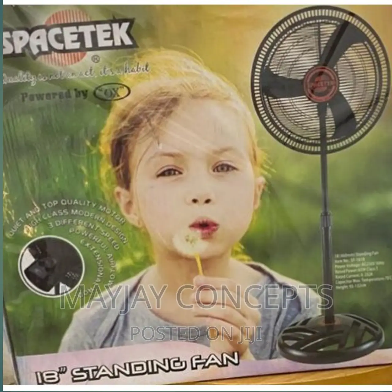 18inches Spacetek Standing Fan-Powered by Ox