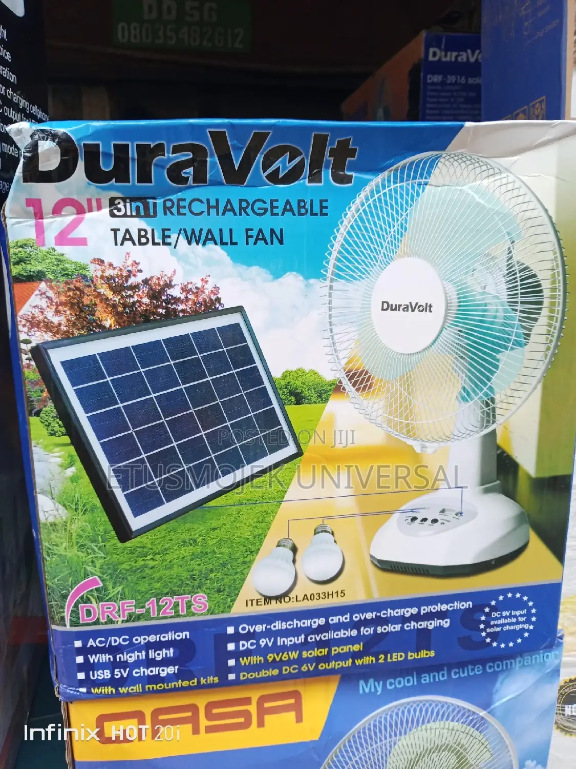 12inches Duravolt Solar Table Fan