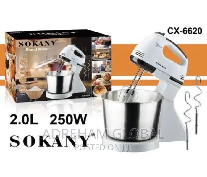 Sokany Stand Mixer 2L With Rotating Bowl, 250w