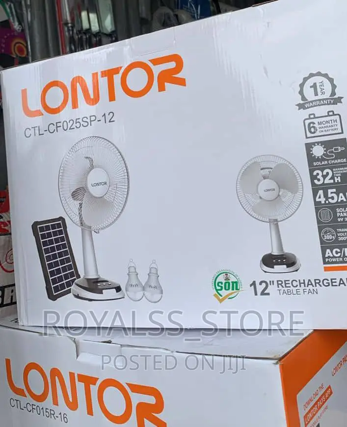 3in1 Rechargeable Table Fan With Solar Panel and Two Bulb