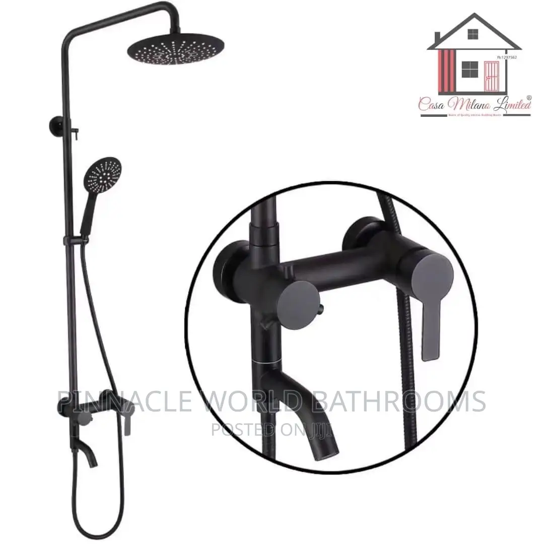 Black Kettle Mouth Standing Shower Set
