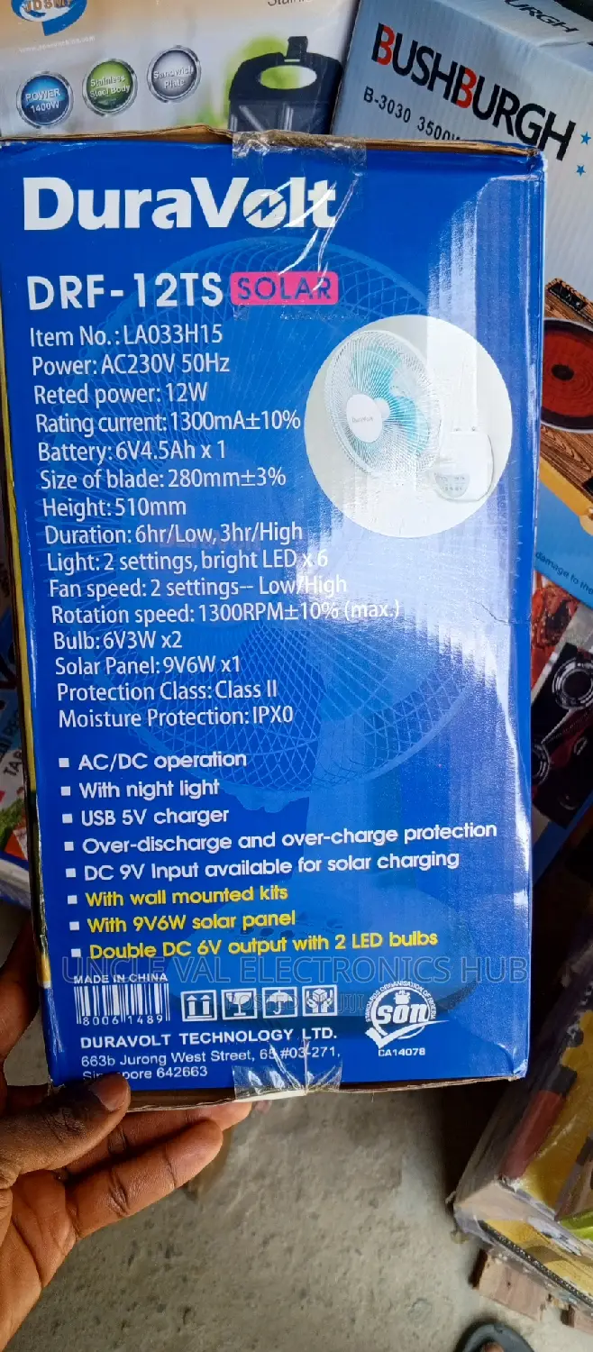 Duravolt 12" Rechargeable Table Fan