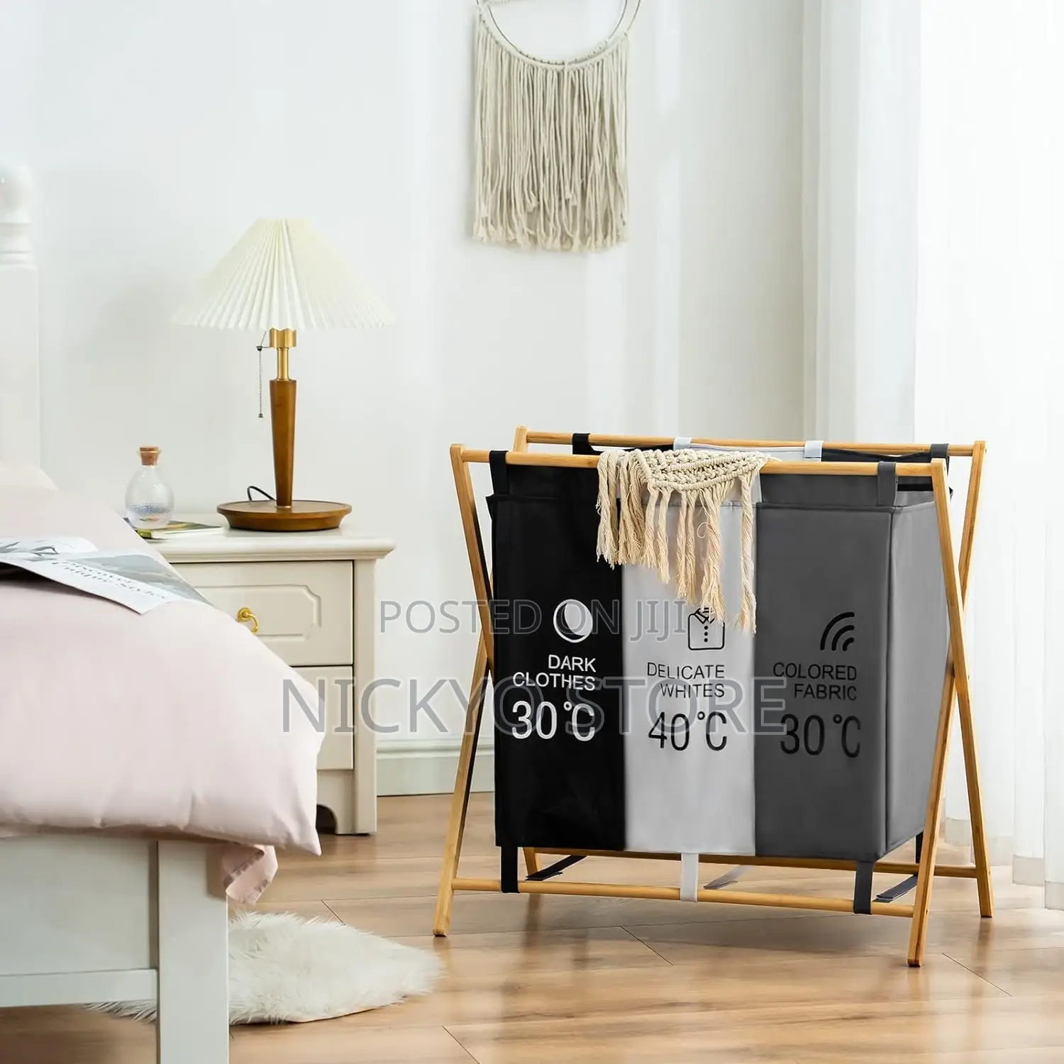 145liters Waterproof Laundry Basket With 3 Compartments