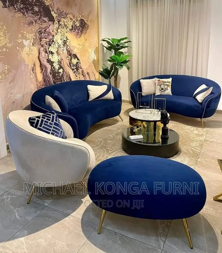 Set of Curve Sofa With Puff