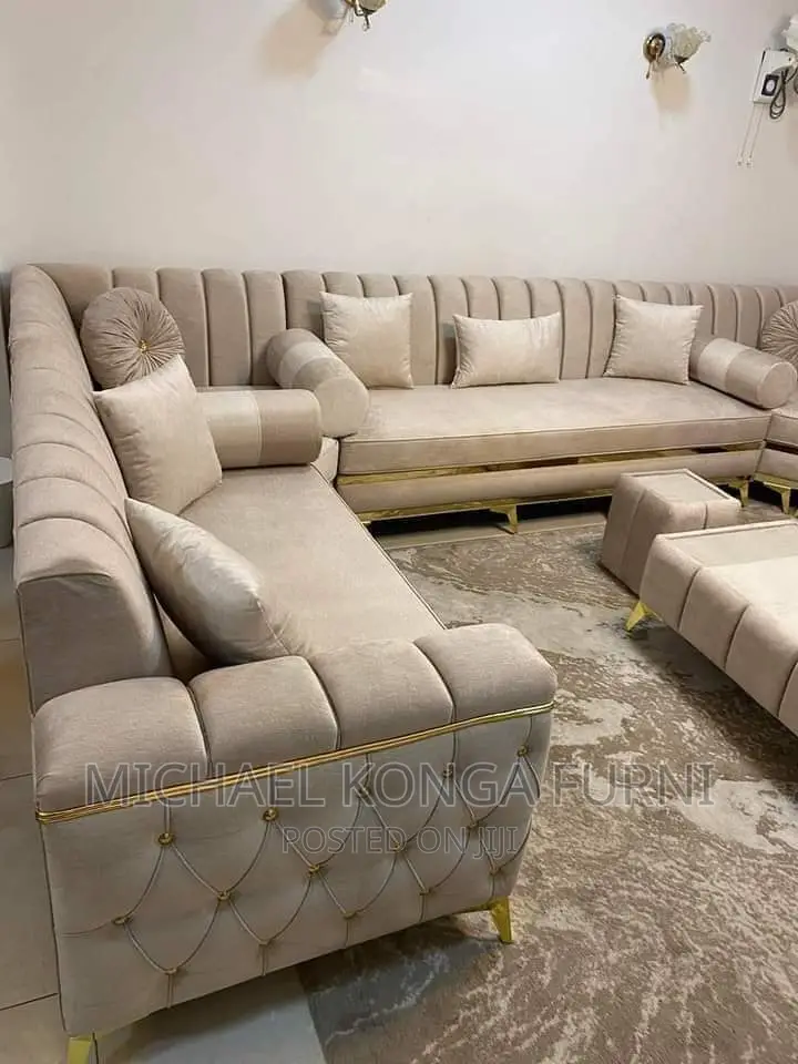 7 Seaters L Shape Sofa With Puff