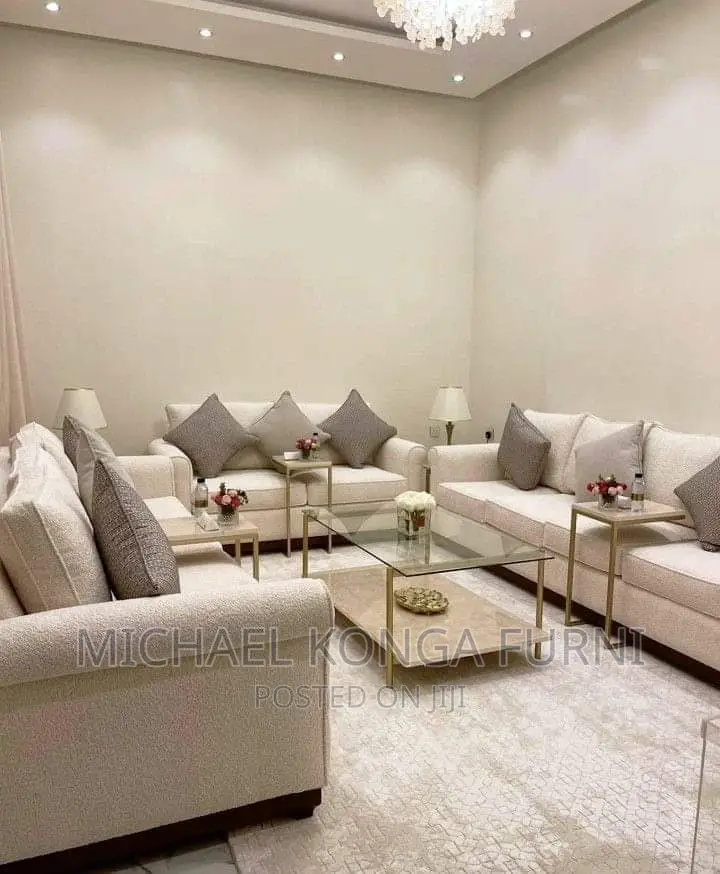 7 Seater Catalog Sofa With Stainless Stool and Table