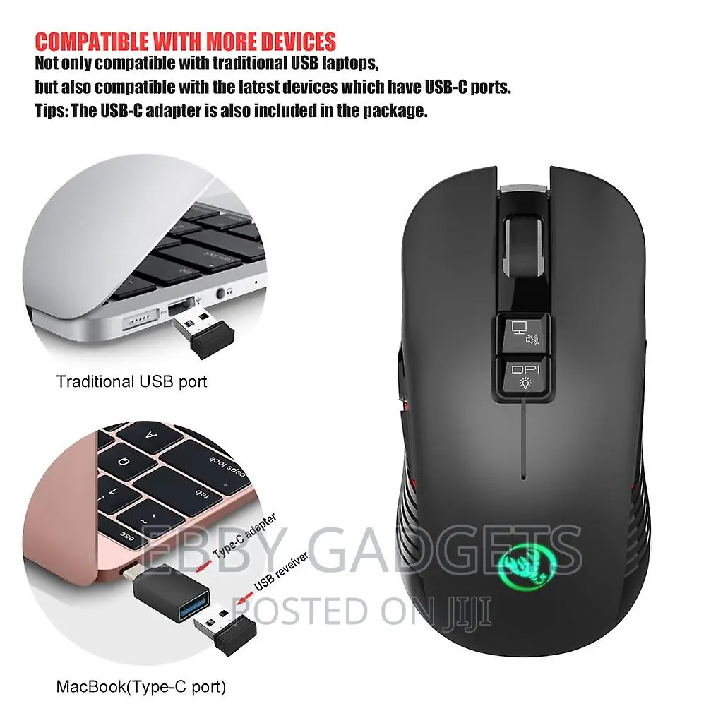 Wireless Gaming Mouse Rechargeable Gaming Mouse RGB Lights
