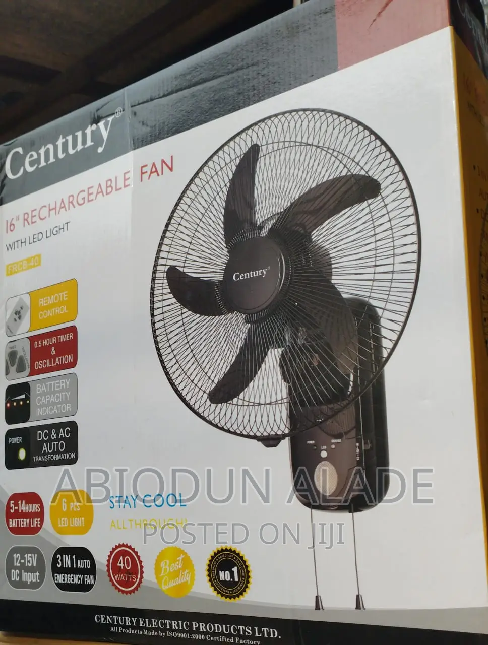 Century Rechargeable Wall Fan