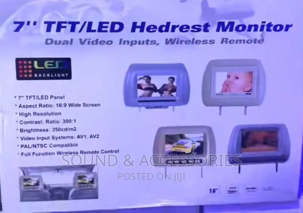 7" TFT/Led Headrest Monitor Player