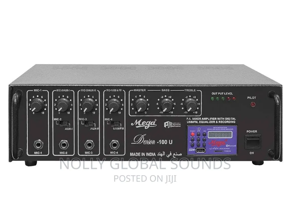 Mega 100 Watt Amplifier With Bluetooth/Usb Recorder Playback