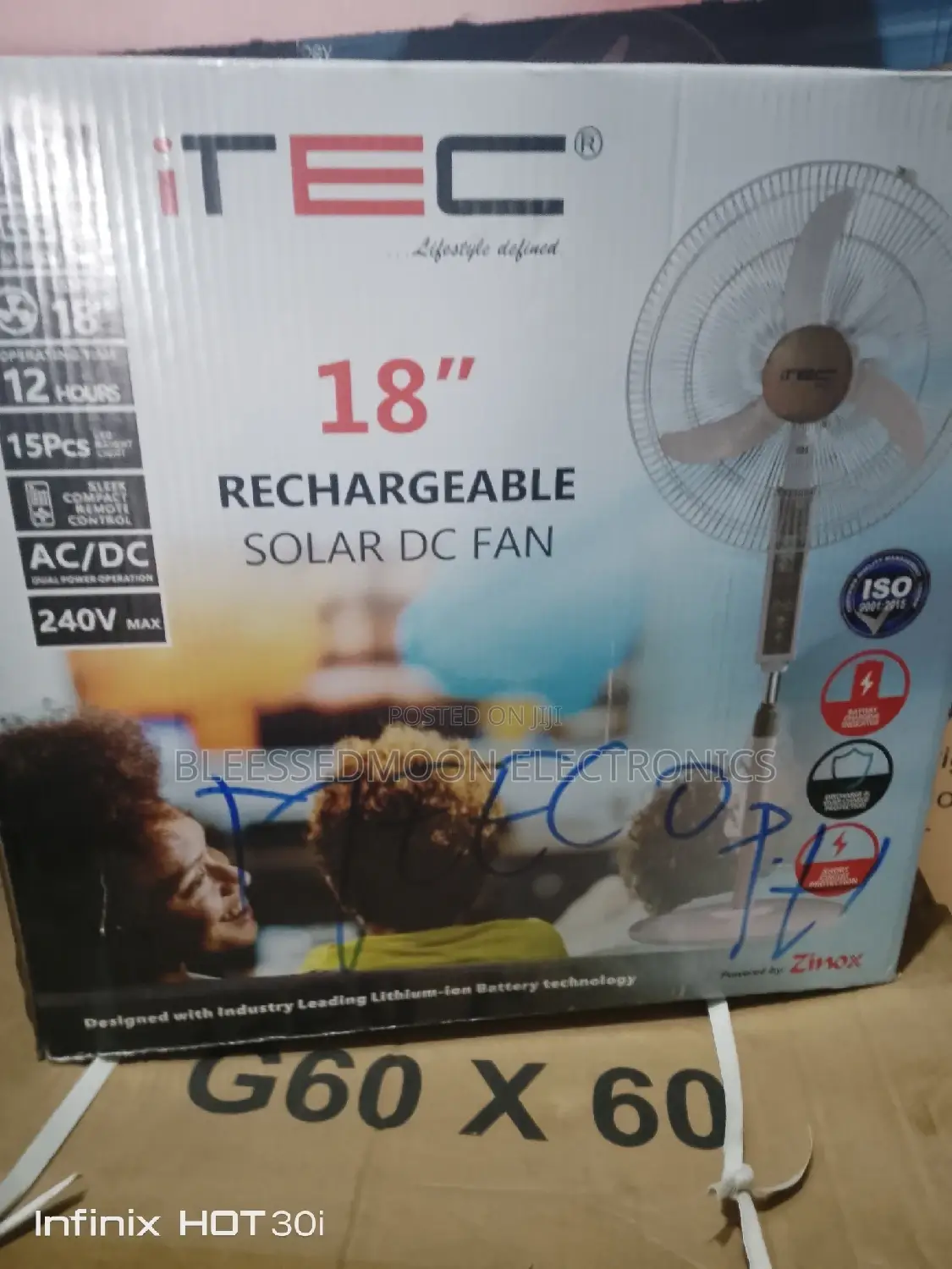 Itec Solar Rechargeable Fan
