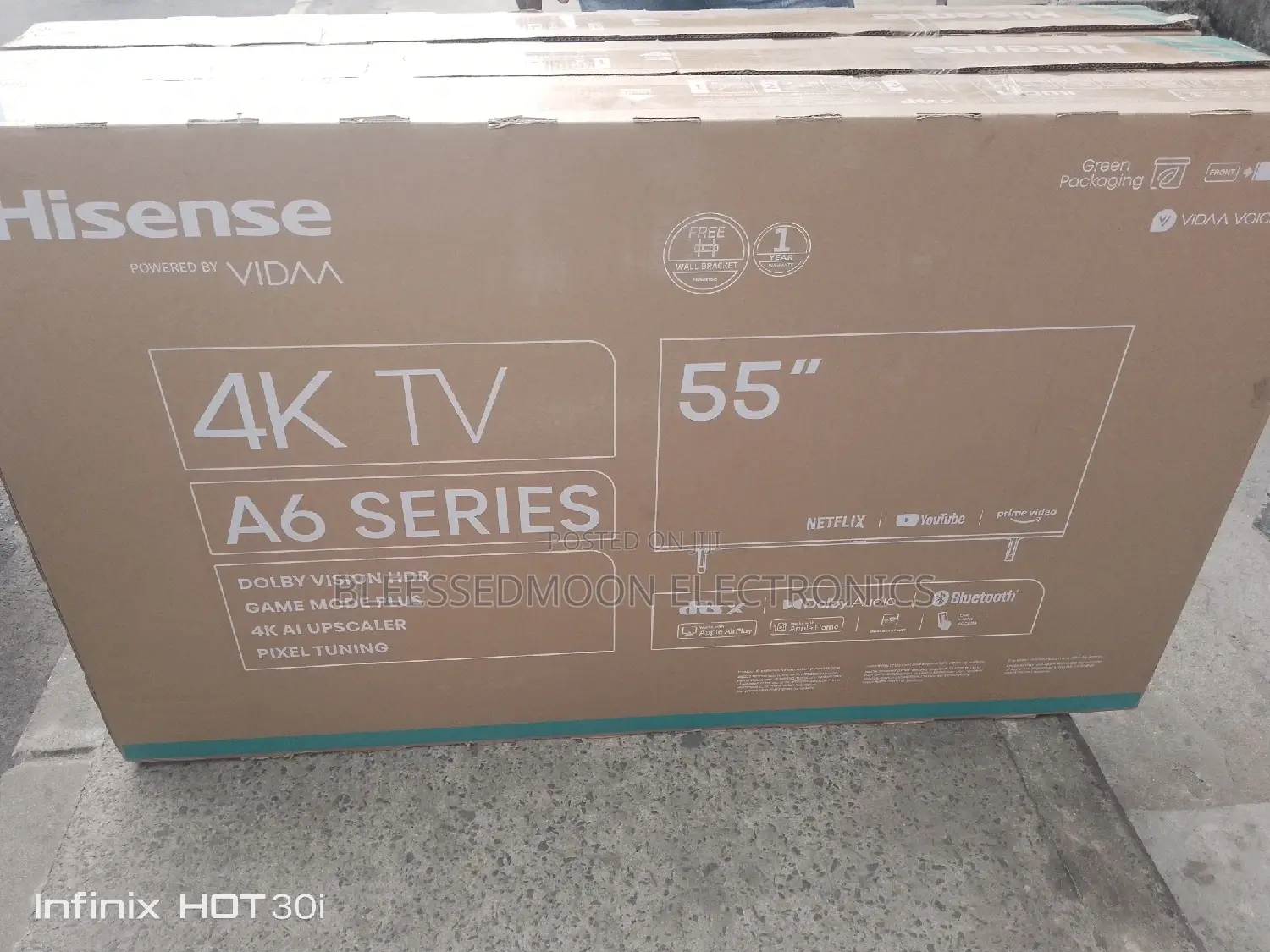Hisense Smart Television Flameless Body 55inche + Complete Inche