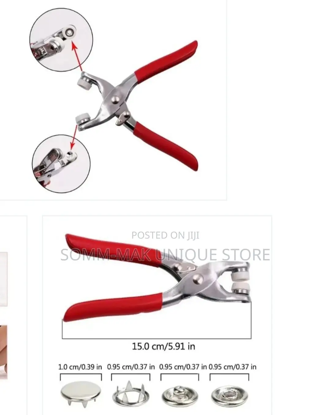 Plier Tool 9.5mm Snap Fasteners Tool Kit Prong Snaps Buttons