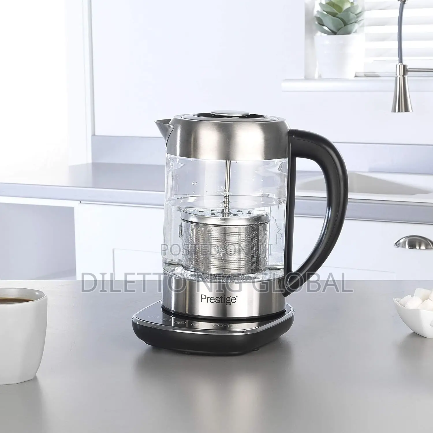 Prestige 2 in 1 Tea and Water Glass Kettle With Digital Base