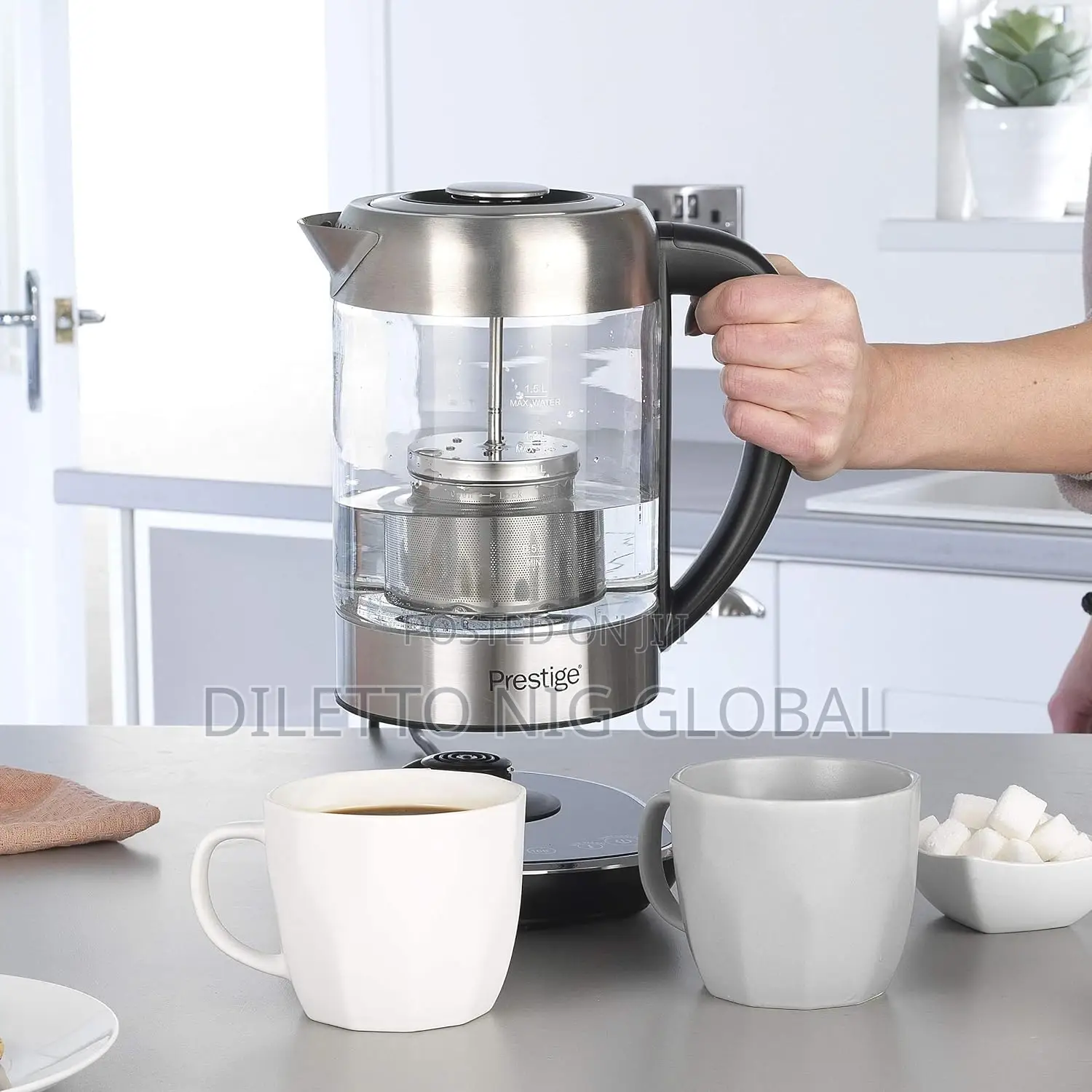 Prestige 2 in 1 Tea and Water Glass Kettle With Digital Base